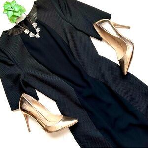 Ted Baker Abrial Black Mesh Panneled Sheath Dress Size 2 / US 6